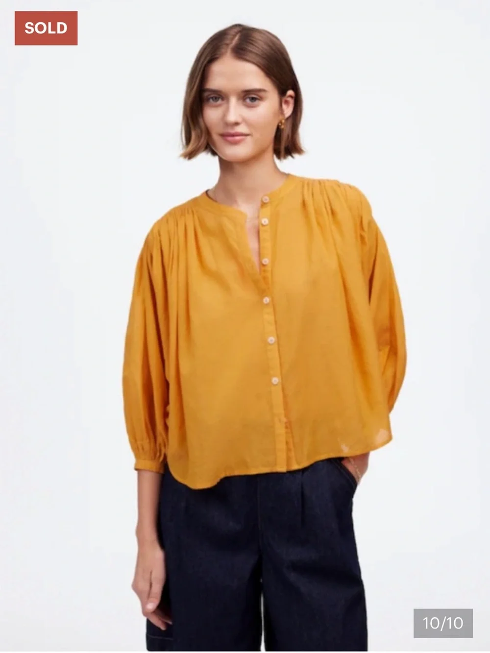 Madewell Balloon Sleeve Top in Small in Pollen Puff batwing boho flowy